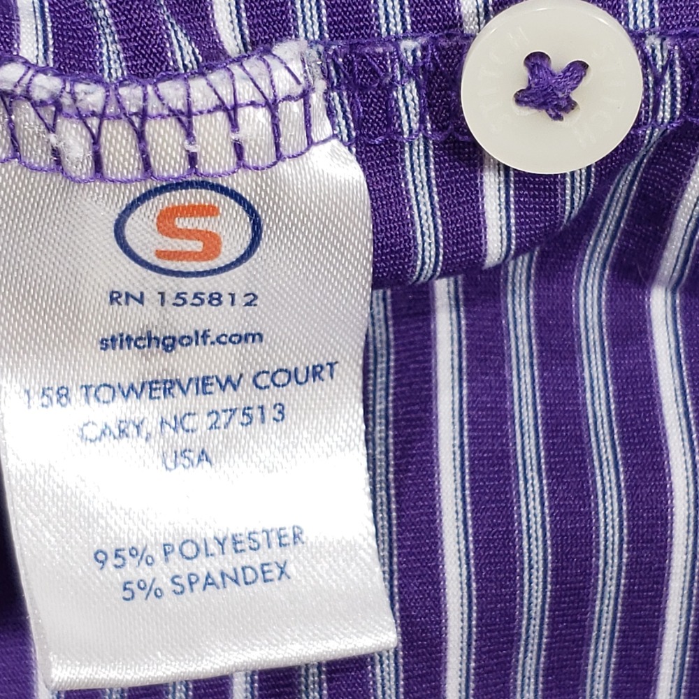Stitch Golf Polo Shirt Mens Medium Purple Striped Austin Country Club Logo - Picture 5 of 6